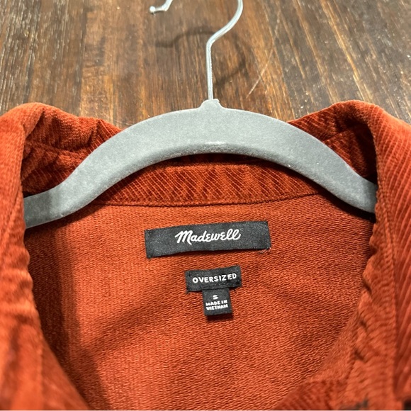 Madewell Oversized Twill shacket corduroy jacket rust red orange Small NWOT - Picture 2 of 9
